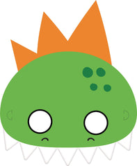 Little Gym - Dino-Mite Dinosaur Half Face Paper Masks, Green/Red, One Size, Wearable Costume Accessories for Birthdays - 8 Ct.