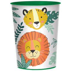 Little Gym - Get Wild Lion Plastic Reusable Favour Cup, White/Orange, 16-oz, for Birthday Party - 1 Ct.