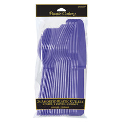 Little Gym - Purple Assorted Plastic Cutlery Set – 24 Ct.