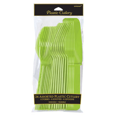 Little Gym - Kiwi Green Assorted Plastic Cutlery Set - 24 Ct.