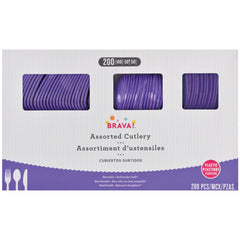 Little Gym - Vibrant Purple Plastic Cutlery Set - Assorted - 200 Ct.