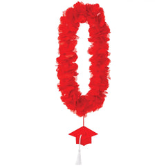 Class 101 - Red Graduation Lei Necklace with Cap Charm