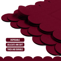 Burgundy Scallop Beverage Napkins - 50 Ct.