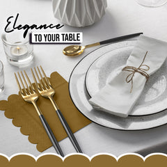 Gold Scallop Beverage Napkins - 50 Ct.