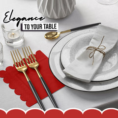 Red Scallop Beverage Napkins - 50 Ct.