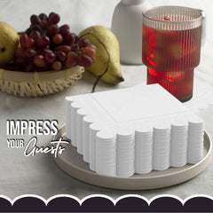White Scallop Beverage Napkins - 50 Ct.