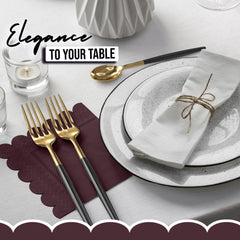 Brown Scallop Beverage Napkins - 50 Ct.