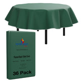 Dark Green Flannel Backed Plastic Table Cover 70 In. Round | Case of 36