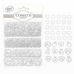 Elegant "I Do" Wedding Confetti - Hearts, Rings & Circles, 1.2 oz