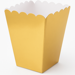 Mini Gold Metallic Popcorn Treat Boxes, 5-Pack