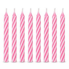 Pretty Pink Candy Stripe Birthday Candles