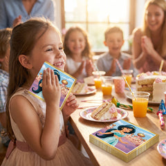 Disney Princess Jasmine Birthday Lunch Napkins - 6.5 In. x 6.5 In. - 16 Pack