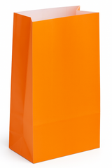 Vibrant Orange Paper Treat Bags - 12 Pack