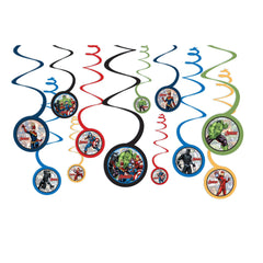 PMA - Marvel Avengers Powers Unite Hanging Swirl Decorations - 12 Pack