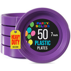 7 In. Purple Plastic Plates | 50 Count