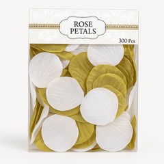 Gold & White Fabric Rose Petal Confetti - 300 Pieces