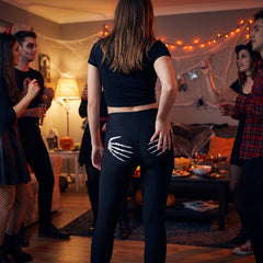 Halloween Skeleton Bone Print Leggings - Small