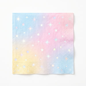 Luminous Rainbow Star Beverage Napkins - 16 Pack - 5 In. X 5 In.