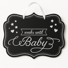 "Weeks Until Baby" Countdown Chalkboard Sign - Baby Shower Decoration