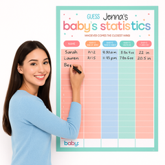 "Guess Baby's Statistics" Baby Shower Game Poster
