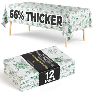12 Pack Verdure Green Floral 66% Thicker Premium Table Cover | 54 in. x 108 in.