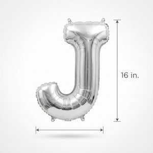 Silver Foil Letter "J" Balloon - Air Filled