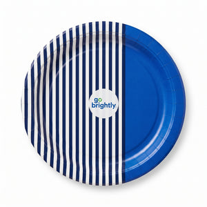 Color Block Printed 8.5" Round Paper Plates - Set of 8