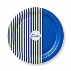 Color Block Printed 8.5" Round Paper Plates - Set of 8
