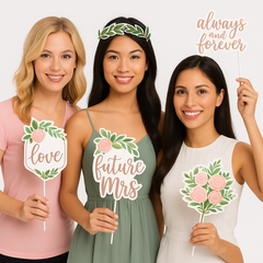 Love & Leaves Wedding Photo Booth Props - 13-Piece Set