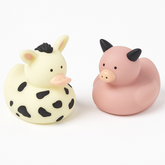 Barnyard Friends Rubber Duck Favors - Cow & Pig Designs, 8 Pack