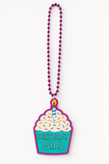 "Birthday Girl" Cupcake Bling Bead Necklace
