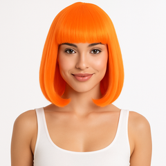 Vibrant Orange Long Bob Wig - Team Spirit Costume Accessory