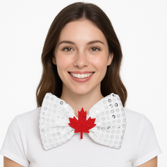 Canadian Pride Maple Leaf Sequin Bow Tie
