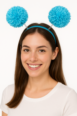 Turquoise Pom-Pom Headbopper Headband - Fun Team Spirit Accessory