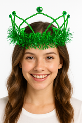 Festive Green Tinsel Trim Tiara for Team Spirit