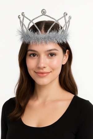 Silver Shimmer Tinsel Tiara - Costume Accessory