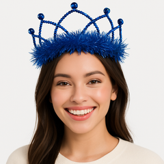 Royal Blue Tinsel Trim Tiara