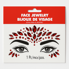 Red Self-Adhesive Face Jewel Kit for Festivals and Celebrations