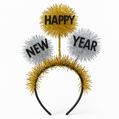 "Happy New Year" Tinsel Ball Headbopper Headband