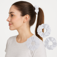 Classic White Scrunchies, 3-Pack