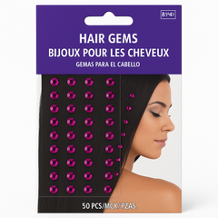 Sparkling Purple Hair Gems Set - 50 Pieces