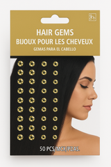 Sparkling Gold Hair Gems Set - 50 Pieces
