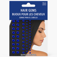 Royal Blue Hair Gems Set - 50 Pieces