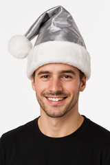 Shimmering Silver Santa Hat