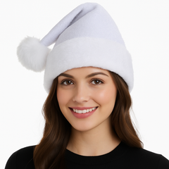 Deluxe White Tinsel Santa Hat