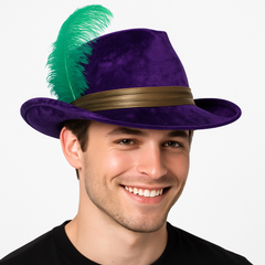 Mardi Gras Feather Fedora Hat