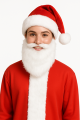 Festive Santa Hat with Plush Beard - One Size Fits Most