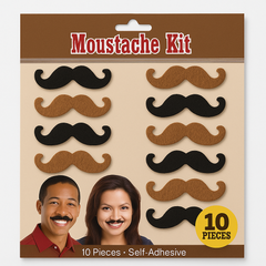 Self-Adhesive Western Moustache Kit - 10 Pack