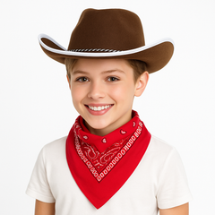 Kids' Brown Cowboy Hat with Adjustable Chinstrap