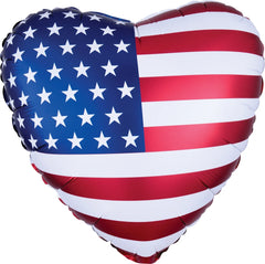 Satin Heart Shaped Patriotic 17" Foil Balloon